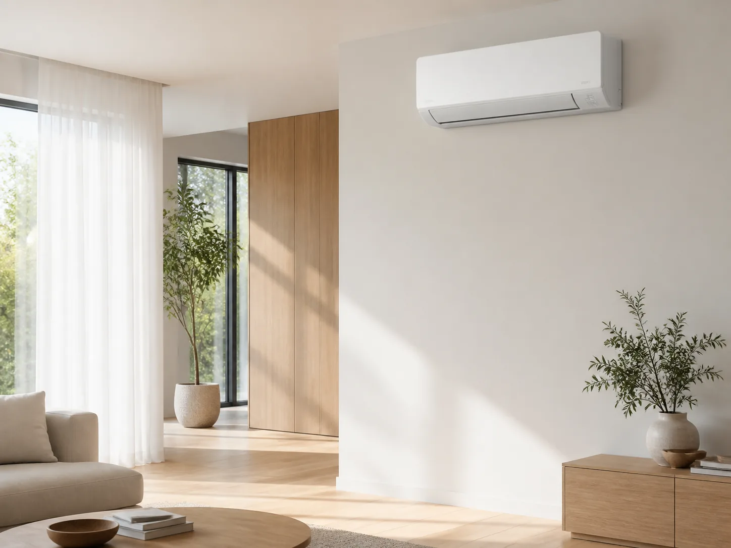 Ductless mini-split in a bright room